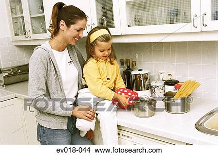 Mother and daughter in kitchen View Large Photo Image Picture - Mother and daughter in kitchen. Fotosearch