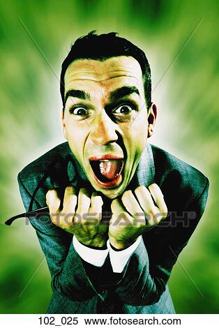 Stock Photography - Screaming businessman. Fotosearch