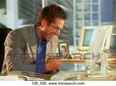 Stock Photography - Businessman triumphant. Fotosearch