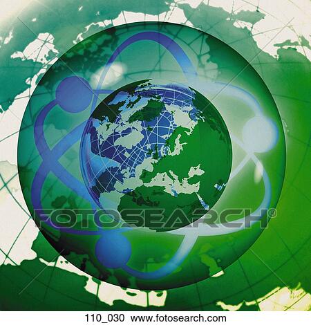 Stock Image - World atom. Fotosearch