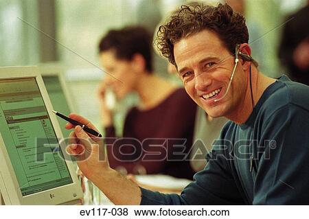 Man with headset View Large Photo Image Stock Photo - Man with headset. Fotosearch