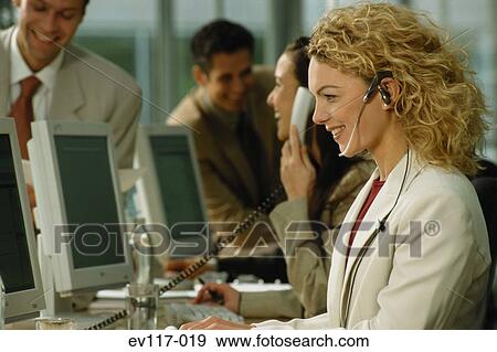 Stock Photo - Woman with headset. Fotosearch