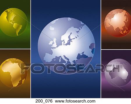 Earth globes View Large Photo Image Stock Photograph - Earth globes. Fotosearch
