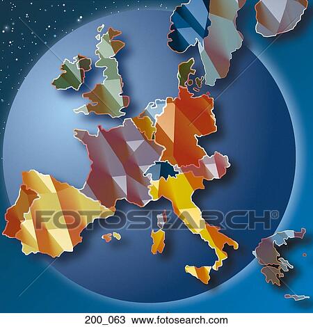 Stock Image - Map of European Community. Fotosearch