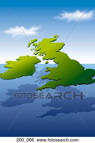 Stock Photograph - Map of Great Britain and Ireland. Fotosearch