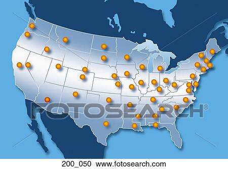 Stock Image - Map of USA. Fotosearch