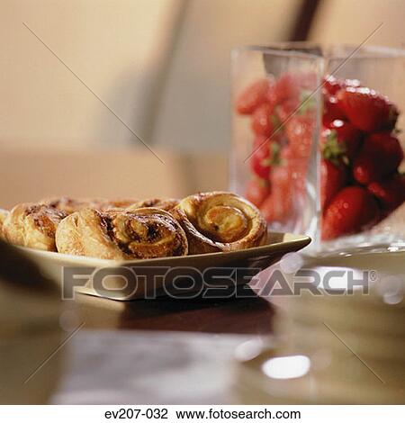 Stock Image - Pastry and strawberries. Fotosearch