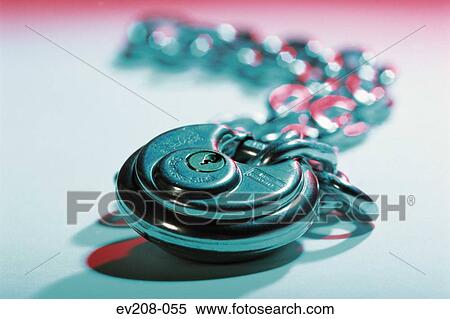 Stock Photography - Padlock and chain. Fotosearch