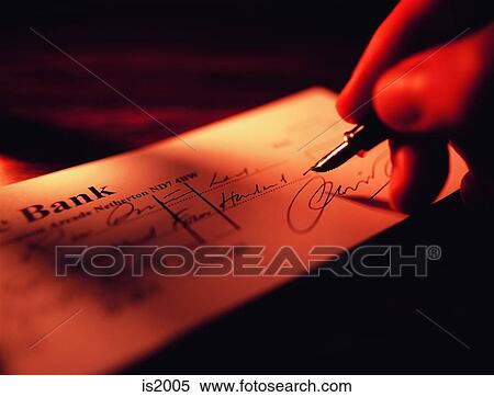 Stock Photography - Writing cheque. Fotosearch