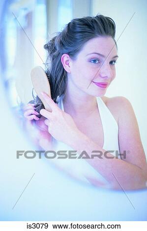 Woman in mirror View Large Photo Image Stock Photo - Woman in mirror. Fotosearch