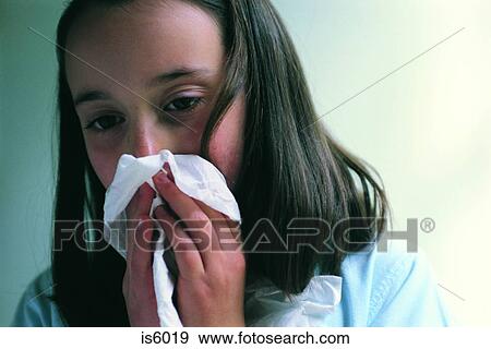 Stock Photo - Girl with cold. Fotosearch