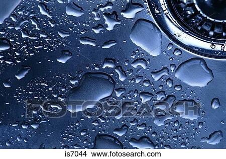 Picture - Drops on metal. Fotosearch