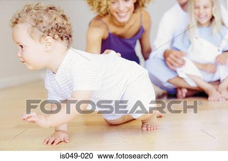 Stock Image - Baby crawling. Fotosearch