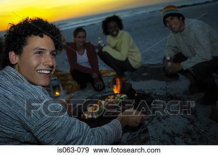 Beach barbecue View Large Photo Image Stock Photo - Beach barbecue. Fotosearch