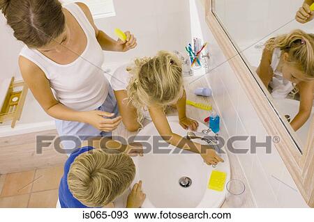 Stock Image - Children washing. Fotosearch