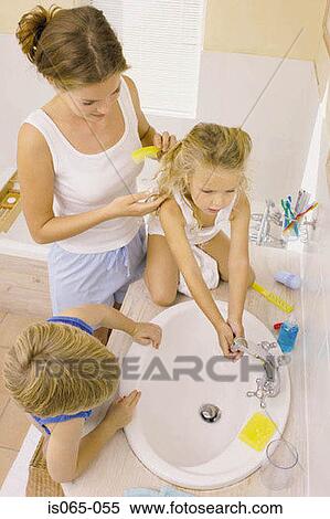Stock Photography - Children washing. Fotosearch
