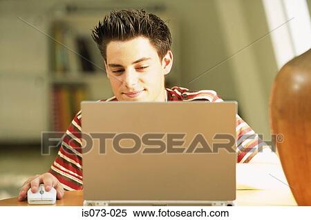 Stock Photography - Man at computer. Fotosearch