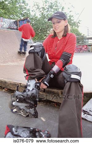 Girl with rollerblades View Large Photo Image Stock Photo - Girl with rollerblades. Fotosearch
