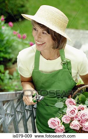 Woman gardening View Large Photo Image Stock Photo - Woman gardening. Fotosearch