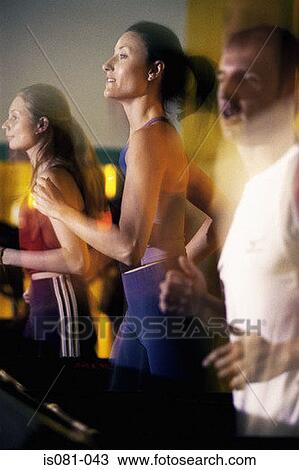 Stock Image - People on treadmill. Fotosearch