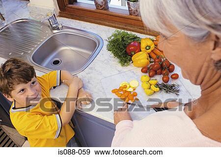 Stock Photo - Grandmother and grandson. Fotosearch