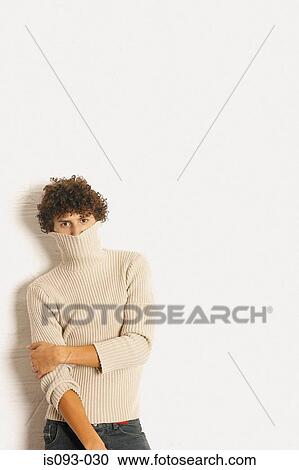 Stock Image - Man with partly concealed face. Fotosearch