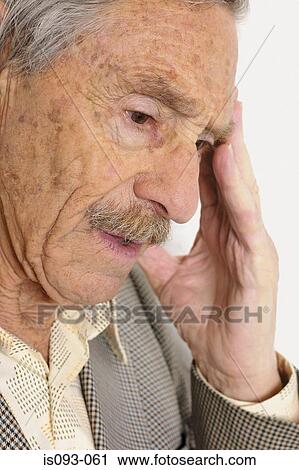 Stock Image - Old man thinking. Fotosearch