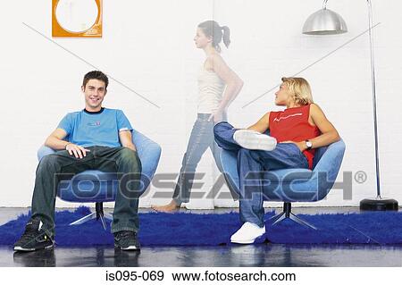 Stock Photo - Teenage boys with ghost of teenage girl. Fotosearch