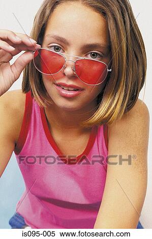 Teenage girl with sunglasses View Large Photo Image Stock Photography - Teenage girl with sunglasses. Fotosearch