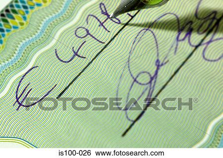 Signing a cheque View Large Photo Image Stock Photograph - Signing a cheque. Fotosearch