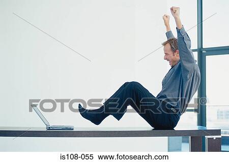 Stock Photography - Overjoyed businessman. Fotosearch
