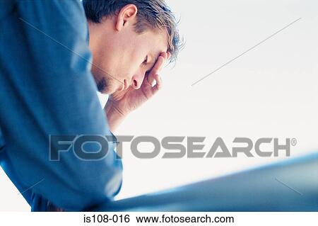 Pensive businessman View Large Photo Image Stock Photograph - Pensive businessman. Fotosearch