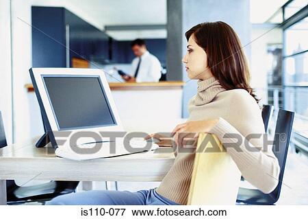 Woman working from home View Large Photo Image Stock Photo - Woman working from home. Fotosearch