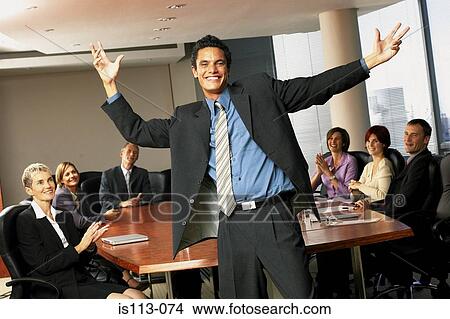 Stock Photo - Happy businessman. Fotosearch - Search Stock Images, Mural Photographs, Pictures, and Clipart Photos