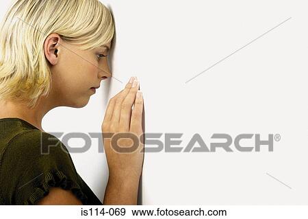 Businesswoman facing wall View Large Photo Image Stock Photo - Businesswoman facing wall. Fotosearch