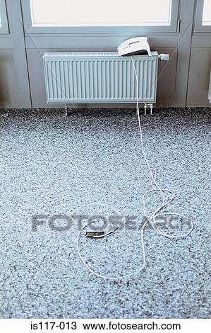 Stock Image - Empty room with telephone. Fotosearch