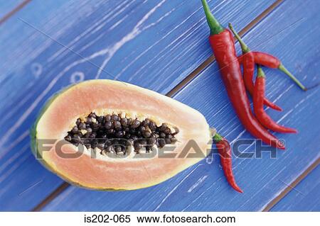Papaya and chilli View Large Photo Image Stock Photography - Papaya and chilli. Fotosearch