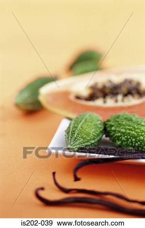 Stock Photo - Papaya and vanilla. Fotosearch