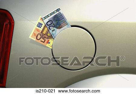 Euro in car fuel cap View Large Photo Image Stock Image - Euro in car fuel cap. Fotosearch