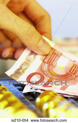 Picture - Euro notes and coins. Fotosearch