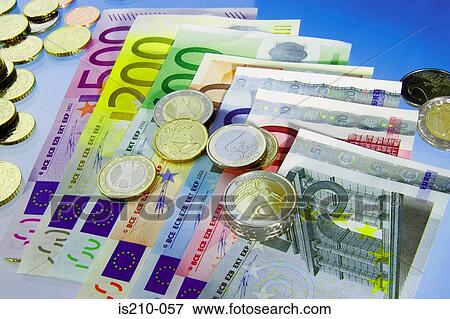 Euro notes and coins View Large Photo Image Stock Photo - Euro notes and coins. Fotosearch