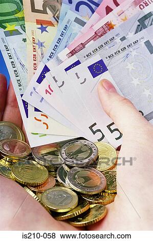 Euro notes and coins View Large Photo Image Stock Photo - Euro notes and coins. Fotosearch