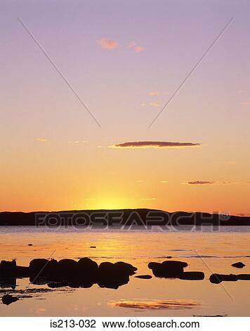 Lake at sunset View Large Photo Image Stock Image - Lake at sunset. Fotosearch