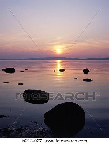Lake at sunset View Large Photo Image Stock Photo - Lake at sunset. Fotosearch