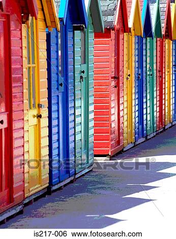Stock Photograph - Beach huts. Fotosearch