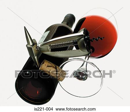 Bottle, corkscrew and wineglass View Large Photo Image Picture - Bottle, corkscrew and wineglass. Fotosearch