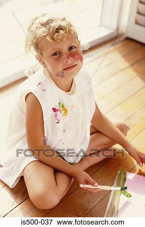 Stock Photo - Girl painting. Fotosearch