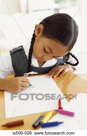 Stock Photo - Girl writing. Fotosearch