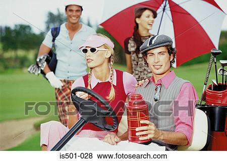 Stock Photo - Friends at the golf course. Fotosearch