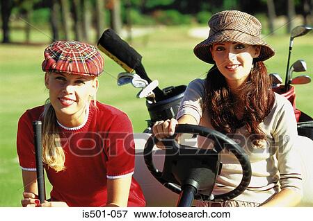 Stock Photo - Girlfriends at the golf club. Fotosearch
